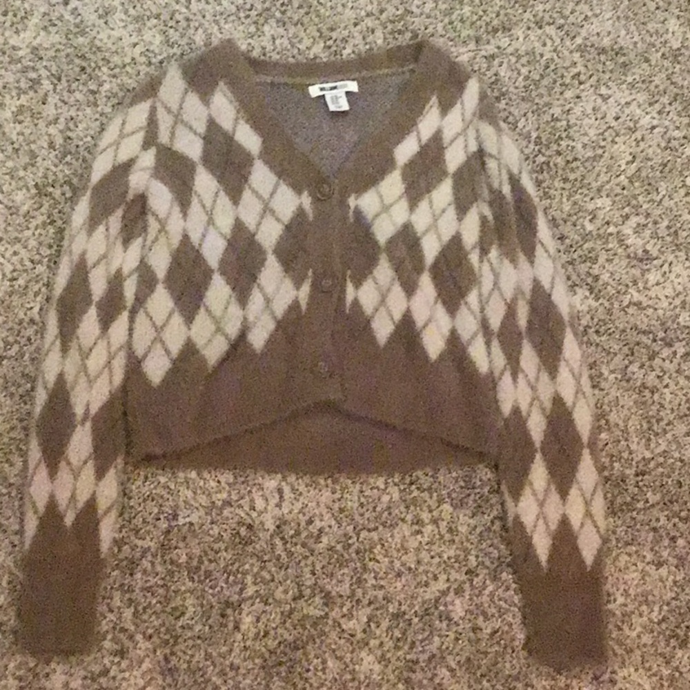 William rast button up white and brown soft cardigan